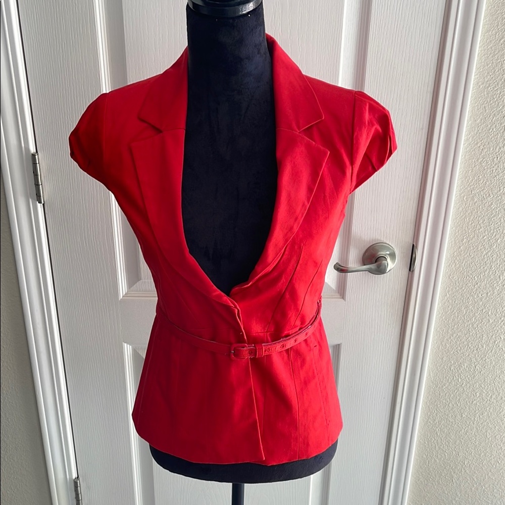 Stylish Red Blazer with Belt
